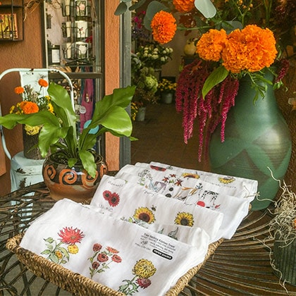 Front entry table display at Freshly Cut flower shop.